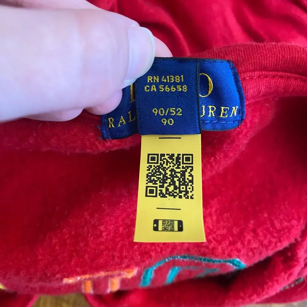 Ralph Lauren Logo‎ Fleece Full-Zip Embroidered Hoodie Toddlers Size 2T Red